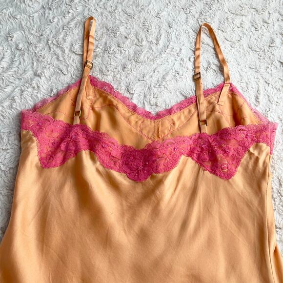 Express silk satin beaded lace trim camisole fairy‎ coquette vintage Y2K top M - Picture 7 of 14